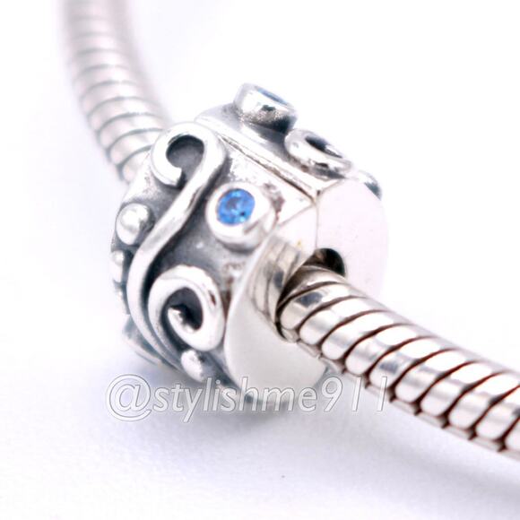 Authentic PANDORA Tendril Blue CZ Clip - 790380CZB - Picture 3 of 12